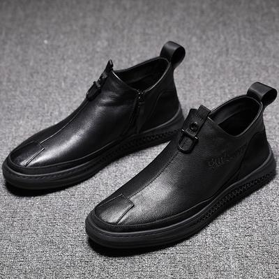NEW Spring and Autumn Men's Shoes Warm Shoes Trend British Soft Soled Non-slip Men's Casual Leather Shoes Sneakers Men
