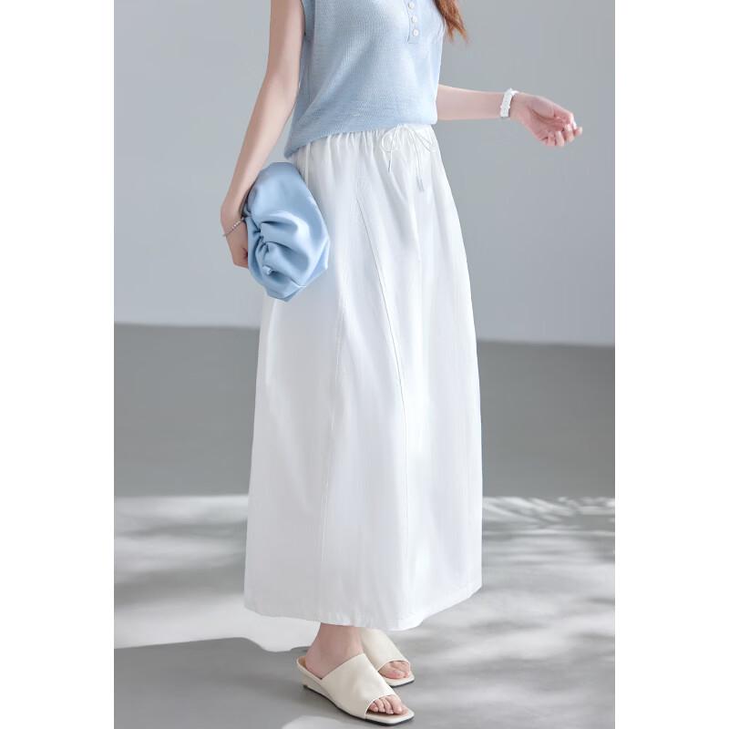 VICTORIA&VERA Drawstring A-Line Midi Skirt