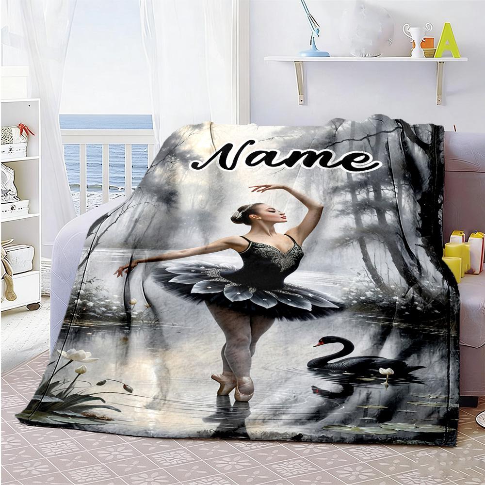 Ballet Dancer Personalized Text Blanket Lightweight Customizable Blanket Ultra-Soft Perfect for Office Couch Bedding Bed Four Seasons Multipurpose