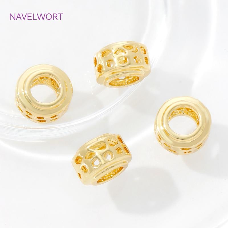18K Gold Plated Round Spacer Beads,Separator For Beads,Brass Beads For Bracelet Making DIY Beading Jewelry Making Accessories