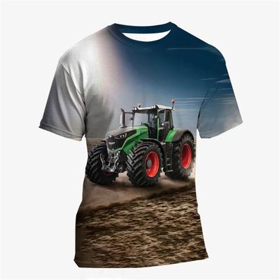 Barnkläder Barnkläder Traktor T-shirt Tryck Barn Baby Kortärmad Mode T-shirt Toppar O-ringad 2024 Baby Sommarkläder