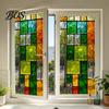 No Glue Window Sticker Static Cling Film, Full Blackout, Colorful Geometric Privacy UV Film Blocking, Reusable Heat Insulation for Home Office