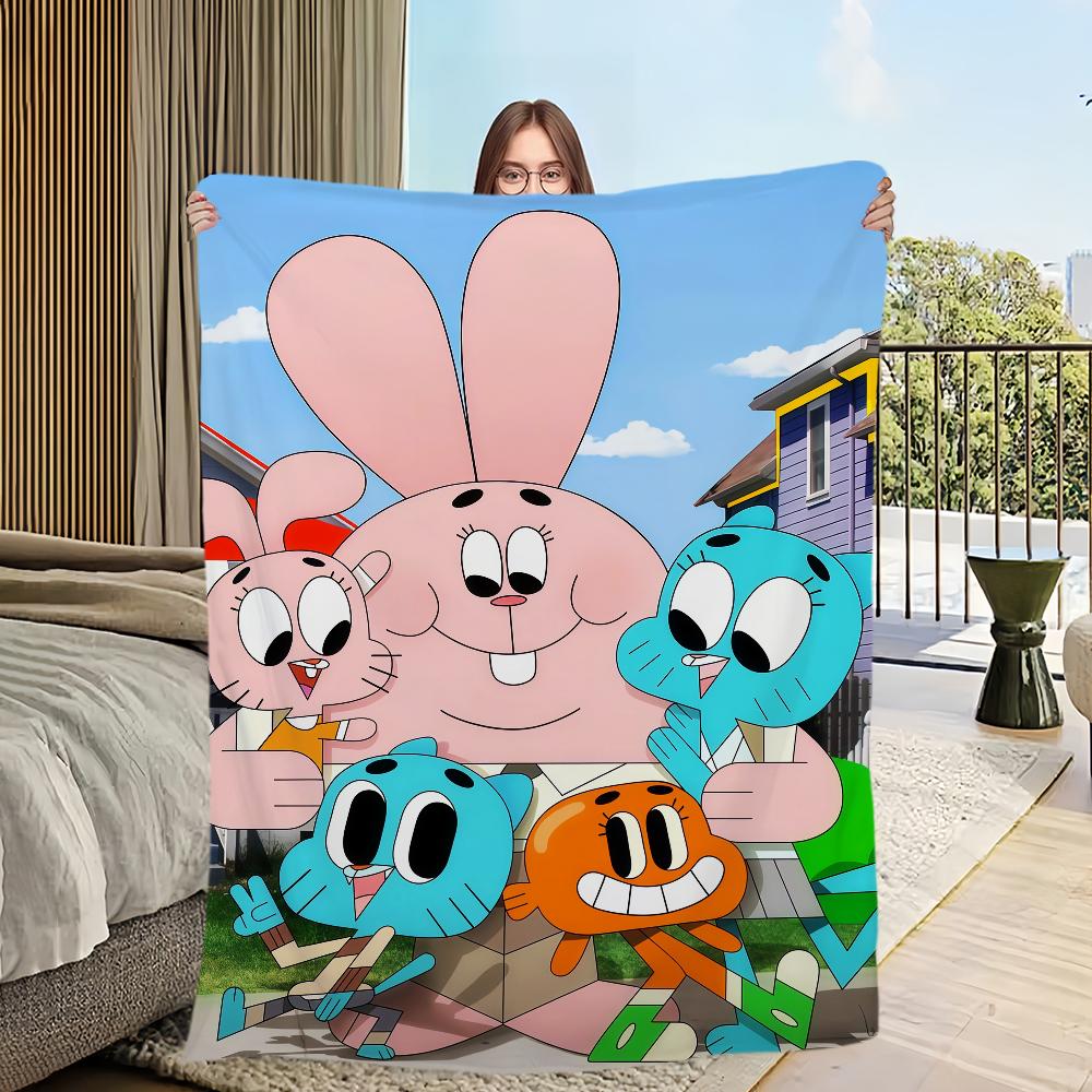 cartoon funny art Flannel warm soft plush blanket sofa living room hogar of G-gumball bedroom W-world travel gift home A-Amazing