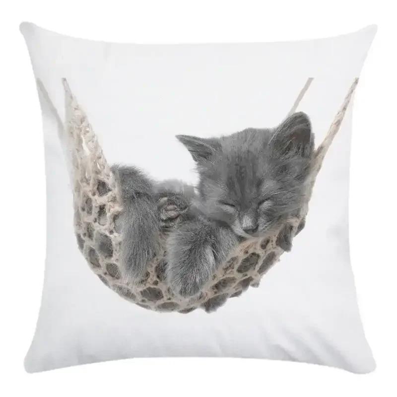 Home Decor Animal Cute Cat Print Pillow Cover Cushion Cover Living Room Accessories