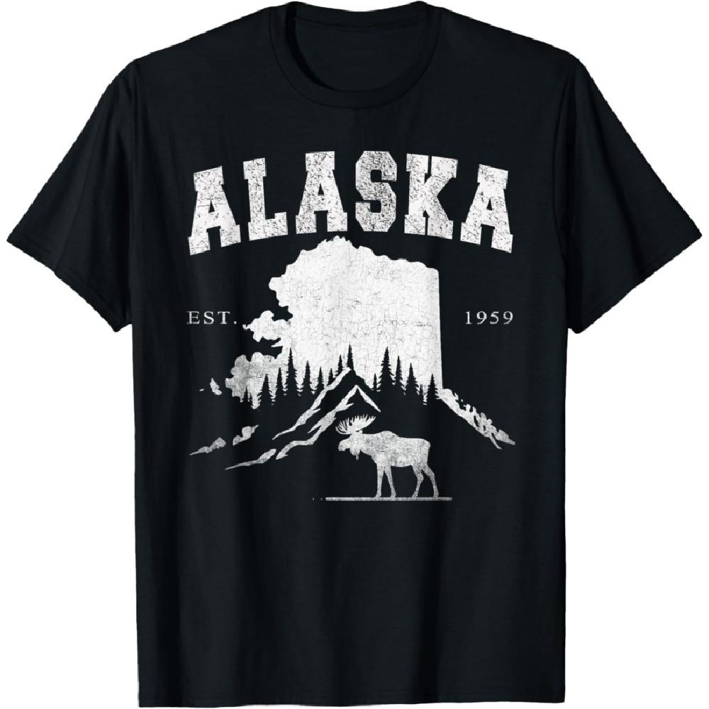

Alaska Day The Last Frontier Alaska Mountain Moose Souvenir T-Shirt S