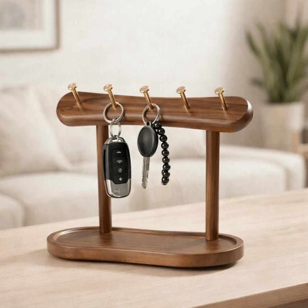 Wooden Key Storage Rack Eco-Friendly Space Saving Jewelry Display Rack Moisture-proof Large Capacity Table Shelf Hallway