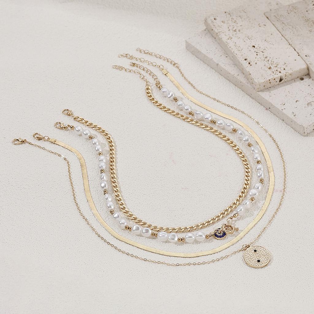 Demon Eye Multilayer Necklace With Zinc Alloy Geometric Pendant For Women