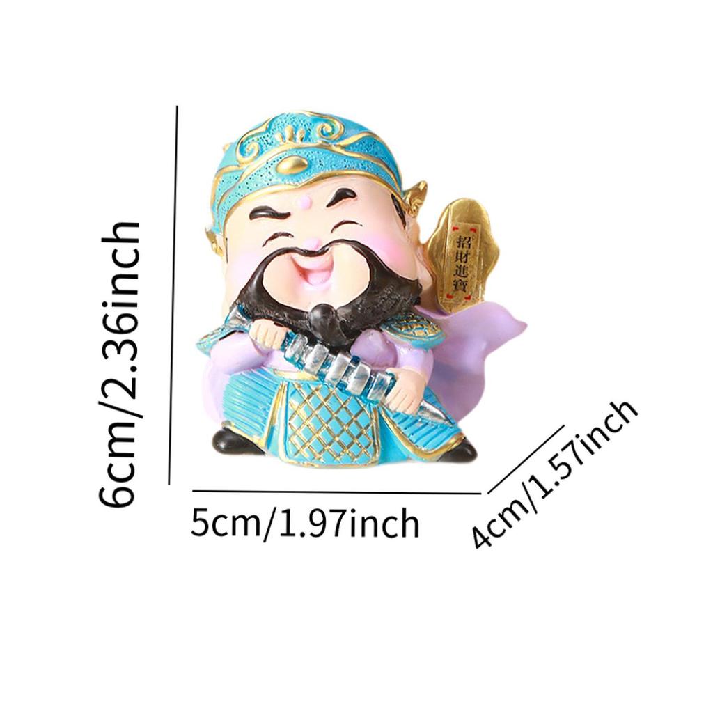 Cartoon God of Wealth Figurine Cute Decorative Tabletop Decoration Feng Shui Statue for Bookshelf Living Room Hotel Office Table
