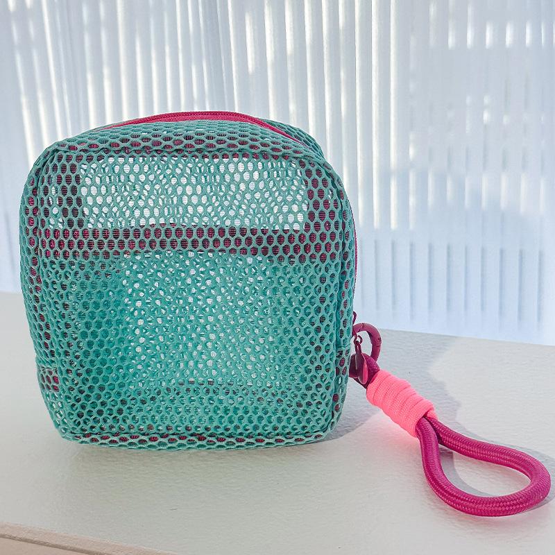 Storage Bag Dopamine Fashionable Trendy Travel Business Trip High-capacity Mesh Portable Makeup Bag Lipstick Earphone Coin Purse
