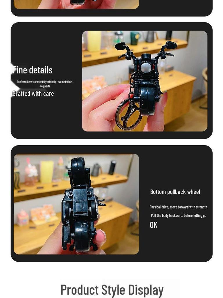 Kluczyk z brelokiem-zabawką motocykla Harley, z mechanizmem pull-back