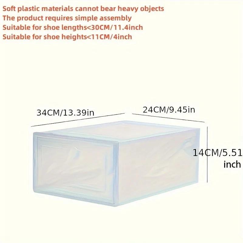3/6pcs Plastic Shoes Case Drawer Case Thickened Transparent Shoebox Fold Shoe Organizer Plastic Shoe Boxes Stackable Box