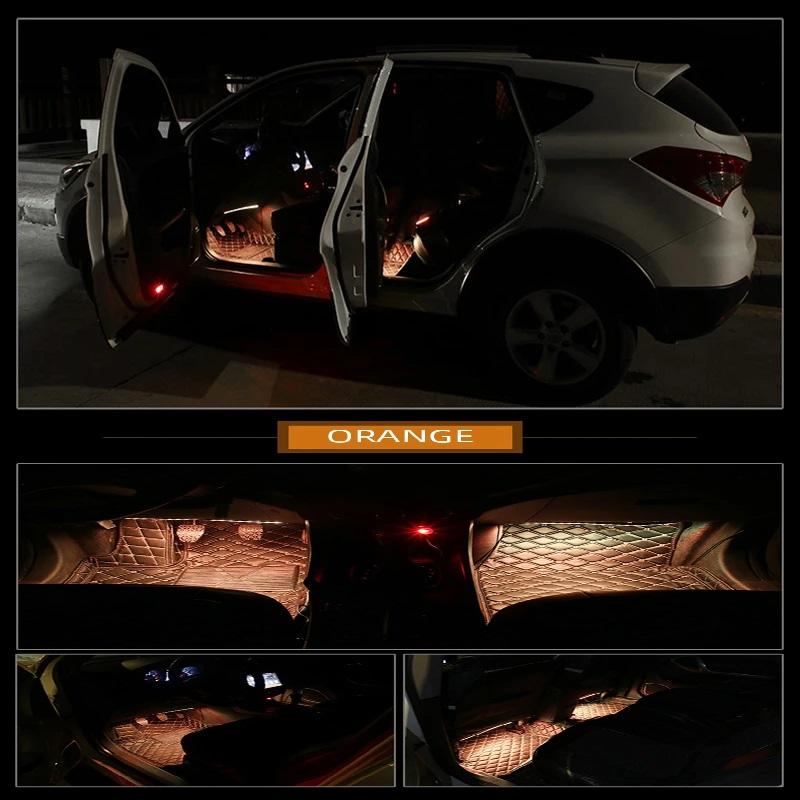 LED Car Foot Light Ambient Lamp With USB Wireless Remote Music Control Multiple Modes Automotive Interior Decorative Lights