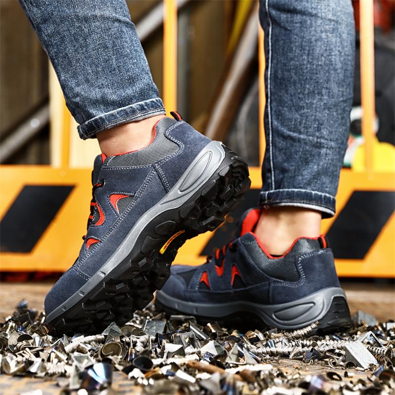 Climbing Safety Work Shoes For Men Anti Impact Steel Head Indestructible Anti Slip Boots Steel Toe Cap Puncture-Proof Male Shoes