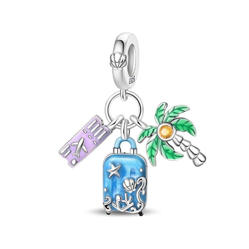 Ciondolo con Perle di Rame Charm Scintillante in Zircone Vari Stili Originale Bracciale da 3 Mm Gioielli Raffinati da Donna