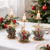Christmas Candle Stand - Christmas Golden Ironwork Candle Stand - Deer Snowflake Five-pointed Star Candle Stand - Desktop Decoration Item