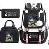 3 Piece School Backpack Set for Students Large Capacity Oxford Cloth Schoolbag with Shoulder Strap and Pencil Case
