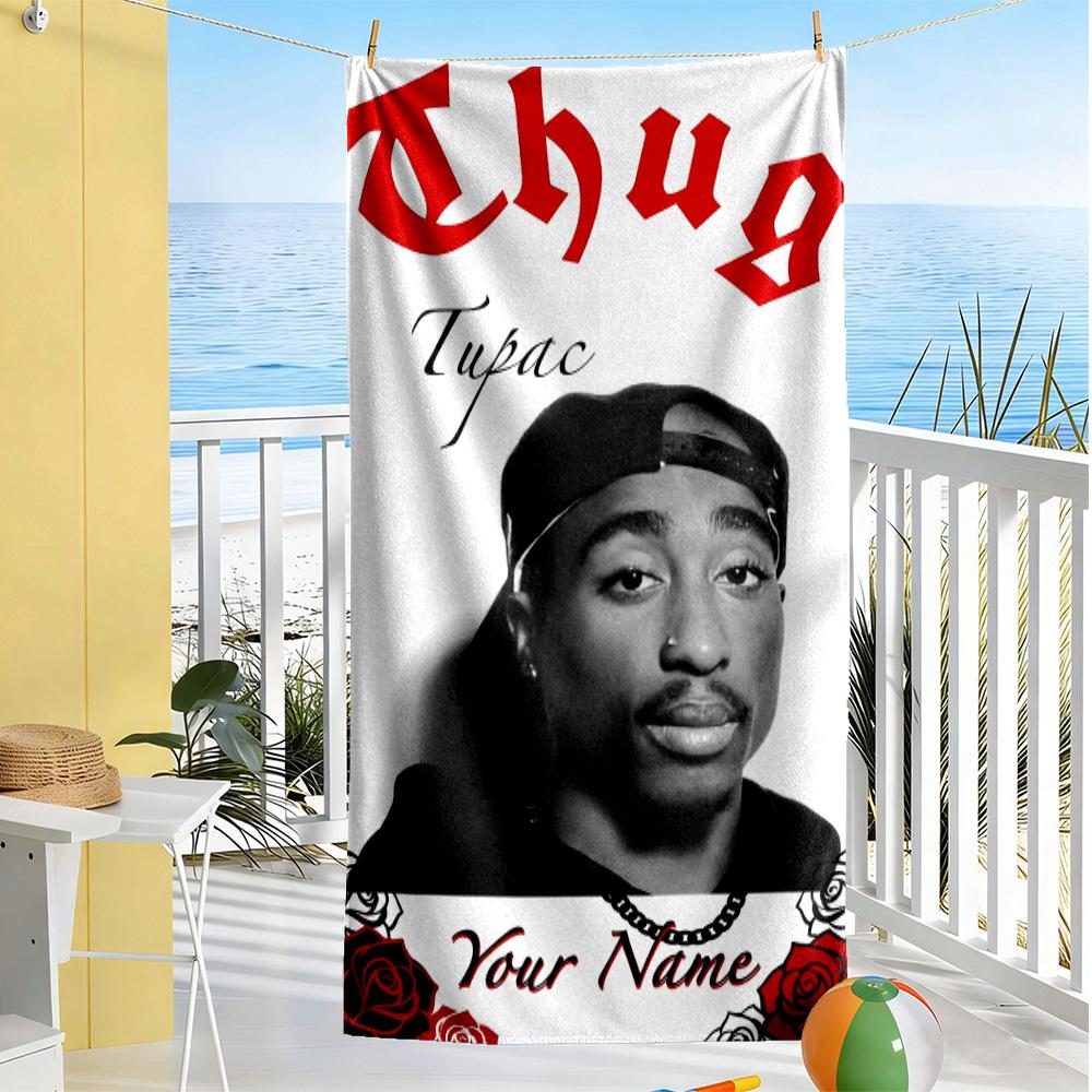 2pac Customized Name Beach Towel Super Soft Microfiber Quickdry Fabric Ideal for Travel Outdoor Swim Pool Yoga Surf Camping Hiking Gym Gift Holiday