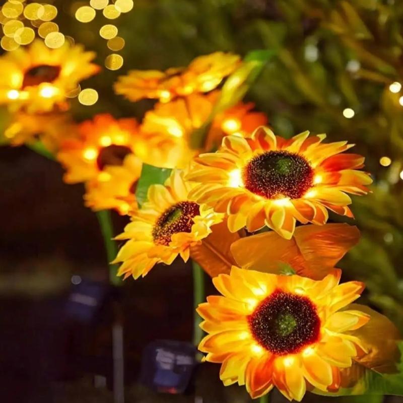 1pc Solar Sunflower Lights 3 Head Garden Stake Outdoor Decorative Waterproof LED Landscape Lights for Patio, Garden, Yard
