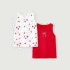 Minibala Girls' New Year Red Printed Vest (2-Pack)