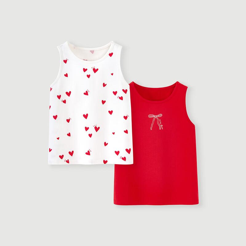 Minibala Girls' New Year Red Printed Vest (2-Pack)
