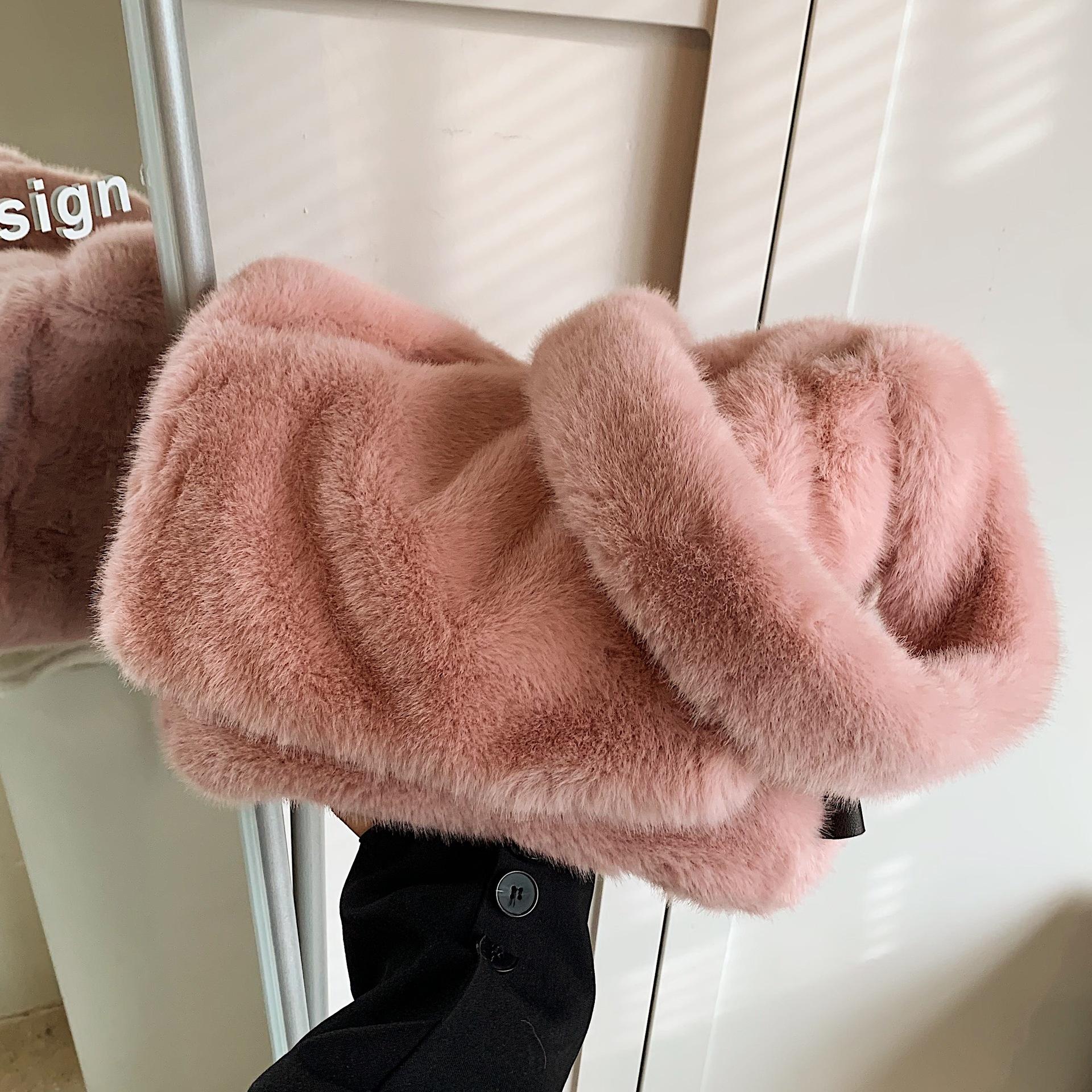 

Женская сумка Furry Bag Casual Messenger Bag Super Fire Hair Bag серый
