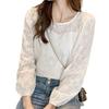 Early autumn long-sleeve lace base shirt for women, spring and autumn wear, 2026 new trendy chiffon top, stylish women's blouse