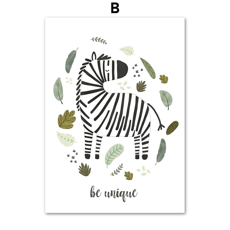 Słoń Lew Zebra Żyrafa Tygrys Dżungla Dekoracja Ściany do Pokoju Dziecka Plakat Płótno Plakat Nordycki Wystrój Scandi Obrazy Pokój Dziecięcy