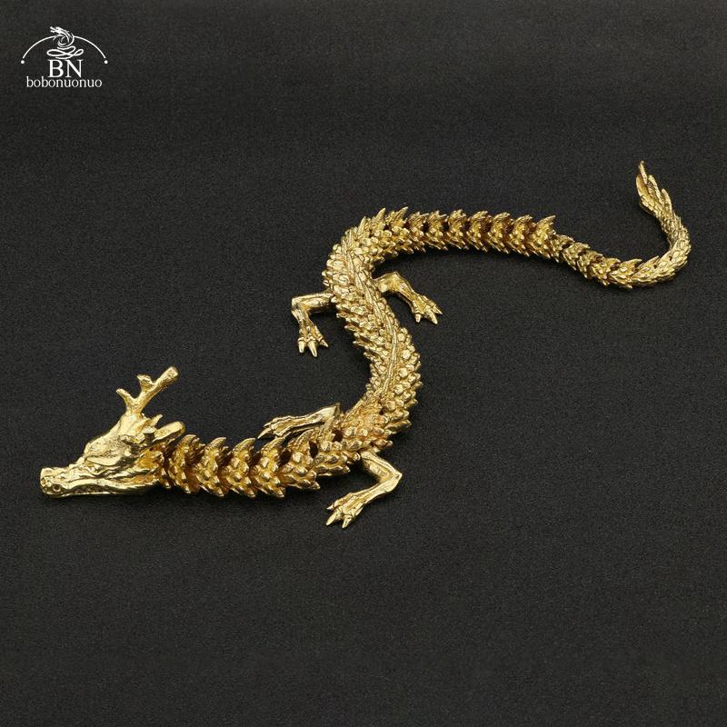 

254г 3D Статуэтка Дракона Орнамент Подвижные Суставы Тела Выставочный Зал Продвинутое Украшение Животное Зодиака Латунные Поделки Коллекция