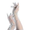 Silky Fashion Women Elbow Sheer Tulle Thin Gloves Lace Mitten Women Gloves Five Fingers Mitts
