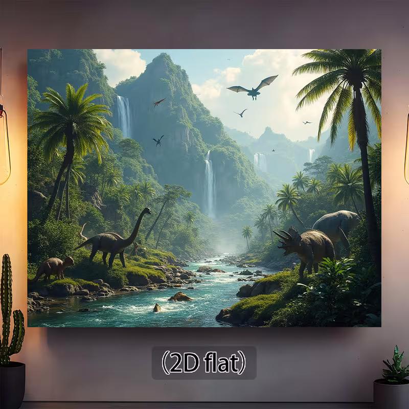 2D Jurassic Dinosaur Backdrop, Prehistoric Jungle Photography Background