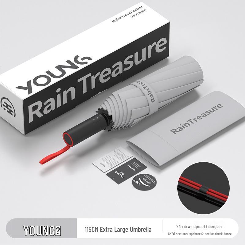 Automatischer 24-Speichen-Winddichter Faltbarer Regenschirm für Herren, für Regen oder Sonnenschein, mit UV-Sonnenschutz