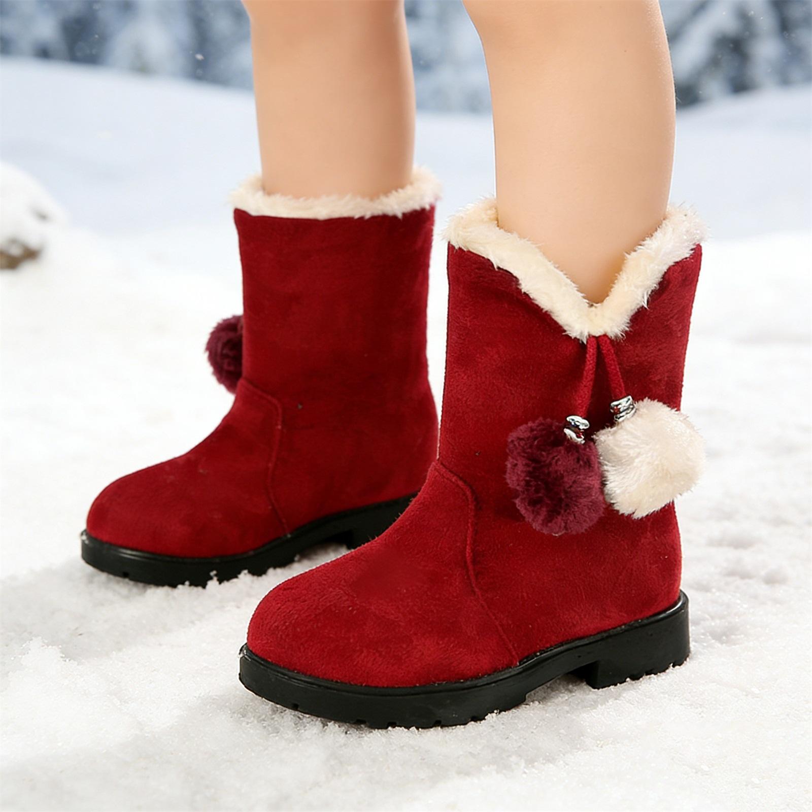 

Fashionable And Cute Fleece-lined Warm Cotton Boots For Girls 30 червоний