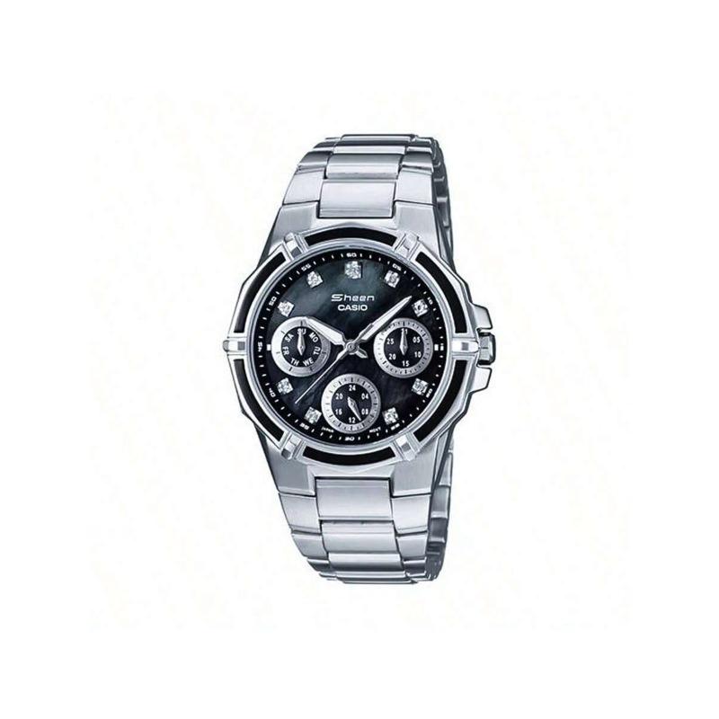 CASIO Waterproof Women s Watch with Stainless Steel Strap, Analog Display, Mother-of-Pearl Dial, Model SHN-3015DP-1ADF синий