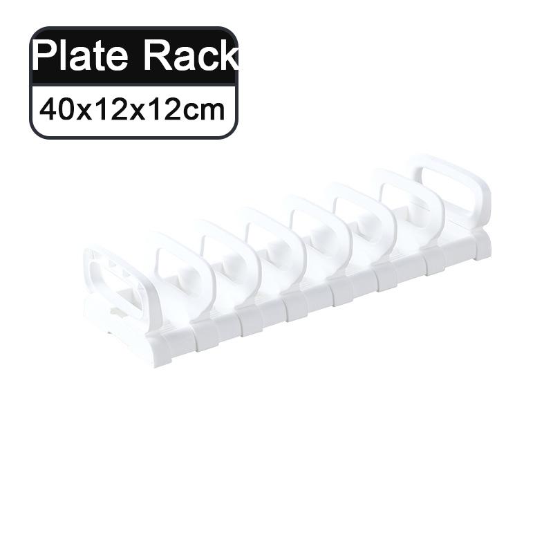 Kitchen Plate Organizer Adjustable Dish Storage Rack Plastic Pot Lid Holders Dishes Draining Storage Holder Kitchen Accessories