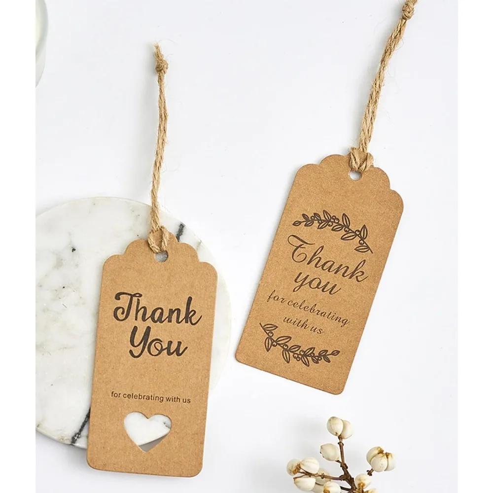 For Brown Premium Double Sided Card Clothes Tag, Send 20m Hemp Rope Make Gift Tag Price Tag and DIY 100 Pcs 3 X 5 CM