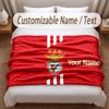 Benfica FC Printed Flannel Blanket Custom Name Text Soft Warm Throw For Bedroom Holiday Gift