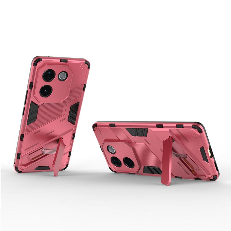 For Vivo T3 Pro Lite Punk Armor Shockproof Bumper Rugged Rubberized PC Fitted Kickstand Case Stand Holder Cover Shell