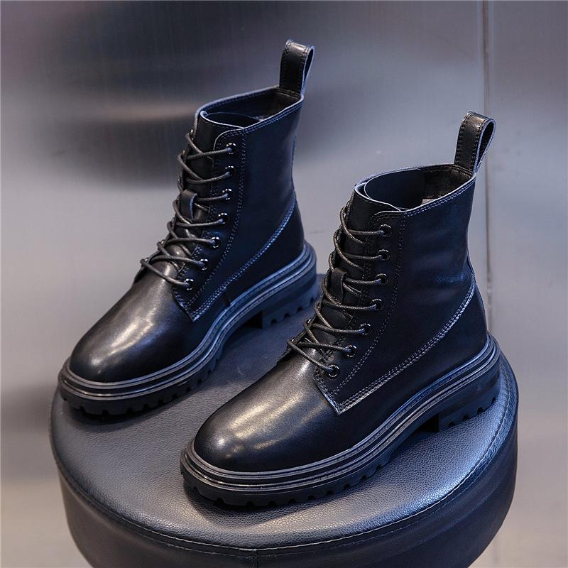 

Boots autumn and winter 2025 new British style casual Martin boots velvet thick heel round head high heel leather women s shoes 35