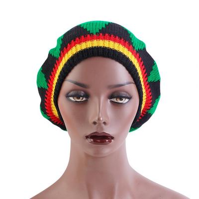 Women Halloween Hat Colorful Knitted Elastic Anti-slip Windproof Thick Witch Cosplay Fake Black Braids Party Carnival Beret