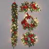 Illuminated Rattan Garland Christmas Wreath for Tree, Door, Wall, Hotel Lobby, and Mall Decoration