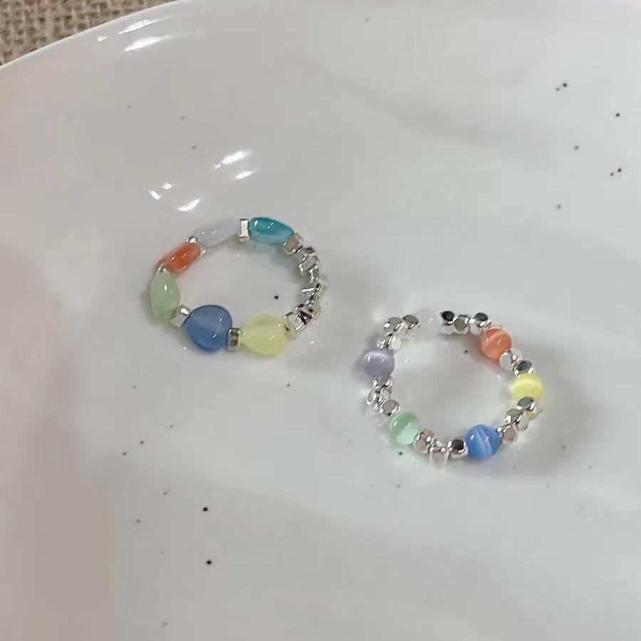 Gebrochenes Silber~ Opal Elastischer Seilring Damen Nische Premium Gefühl Vielseitig Einfach Liebesring Trend