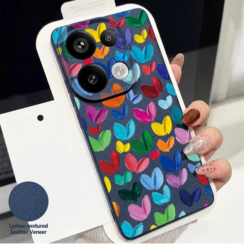 Vintage Love Heart Print Case For Xiaomi 13T Pro Redmi Note 15 Pro 4G Redmi Note 14 13 Pro+ 5G Leather Texture Silicone Cover