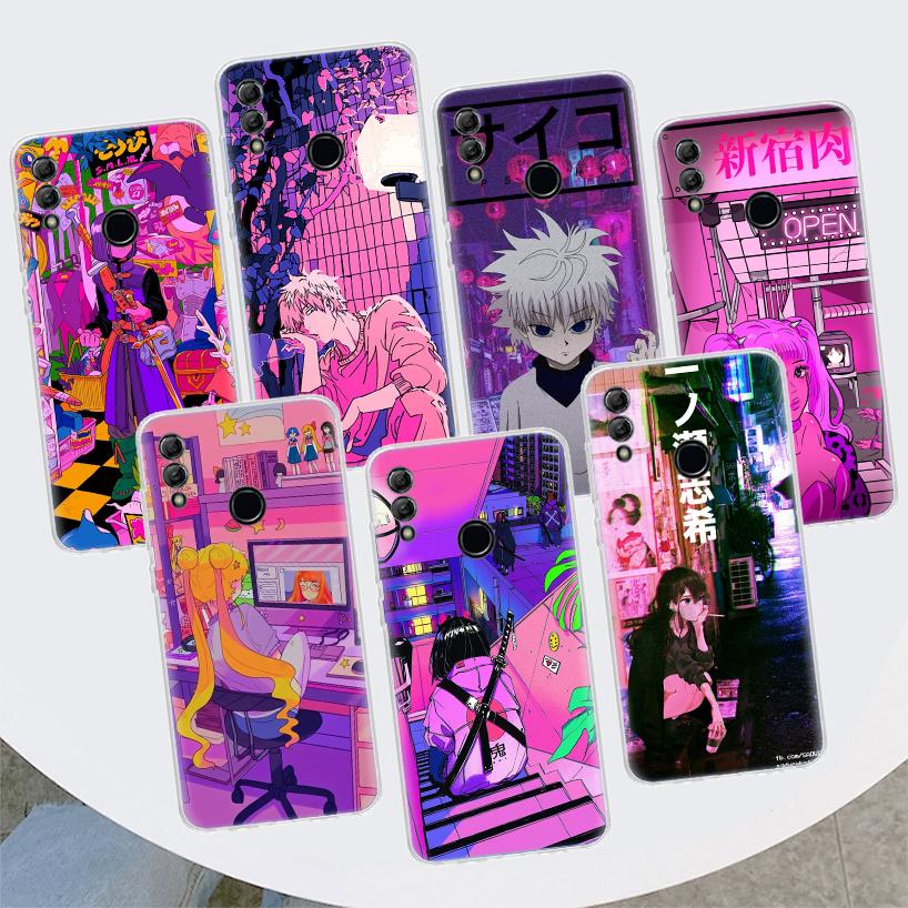

Anime Vaporwave Glitch Purple Cover Phone Case For Huawei Y5 Y6 Y7 Y9S P Smart Z 2021 2019 Honor 10 Lite 9 20 9X 8S 8X 8A Pro 20