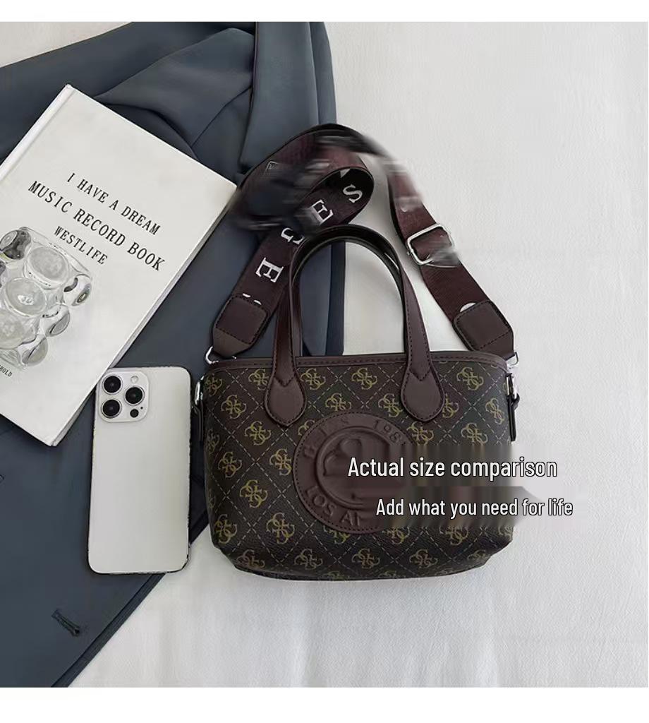 Tide Women's Fashion Tote Bag with Letter Print and Wide Shoulder Strap for Crossbody Use