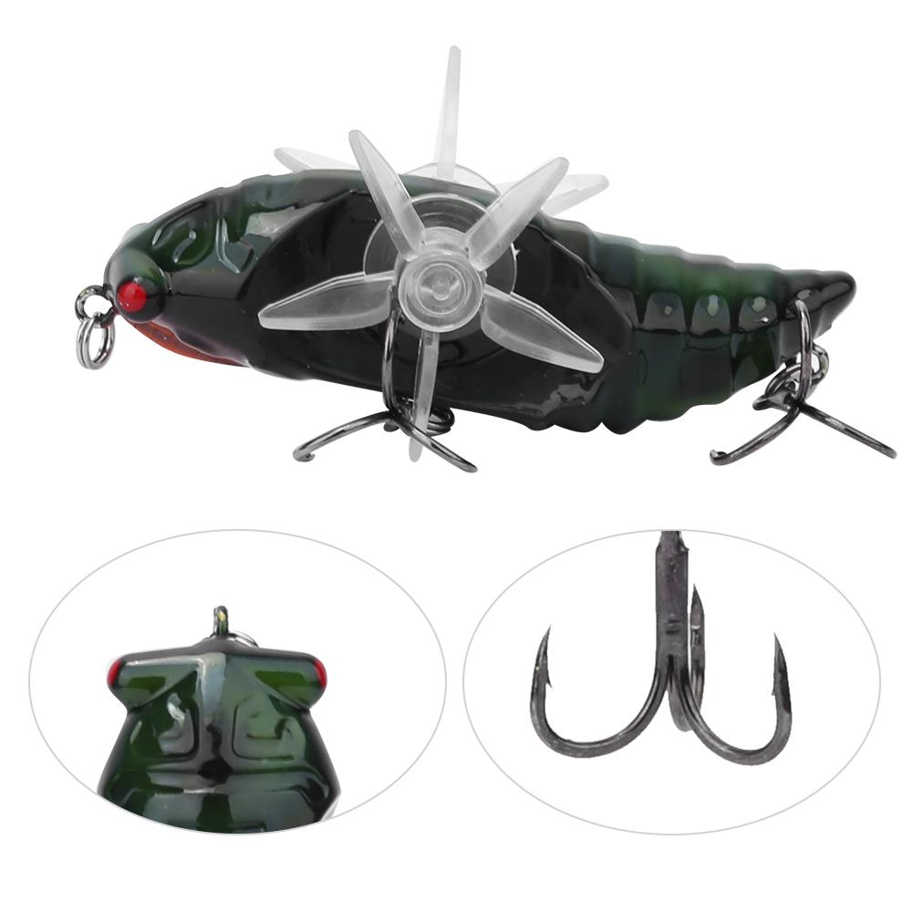 Hard Fish Lure Bionic Cicada Shape Fishing Bait with Rotating Spins Propeller Treble Hook