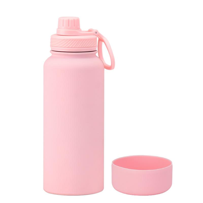 1L Large-Capacity Thermos Cup With Non-Slip Bottom, Portable Outdoor Sports Kettle, Frosted Water Cup