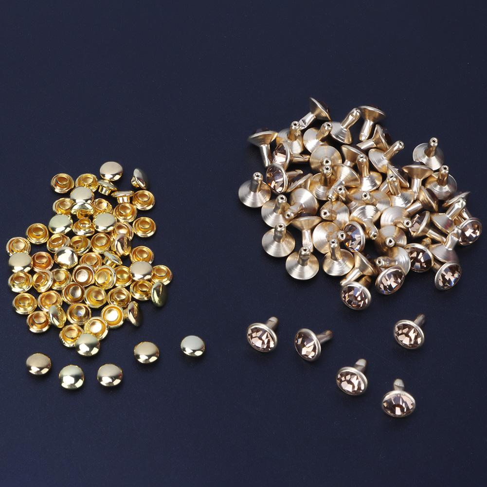 50PC 8MM Crystal Rhinestone Decorative Rivets Spikes DIY Leather Shoes Clothing Studs