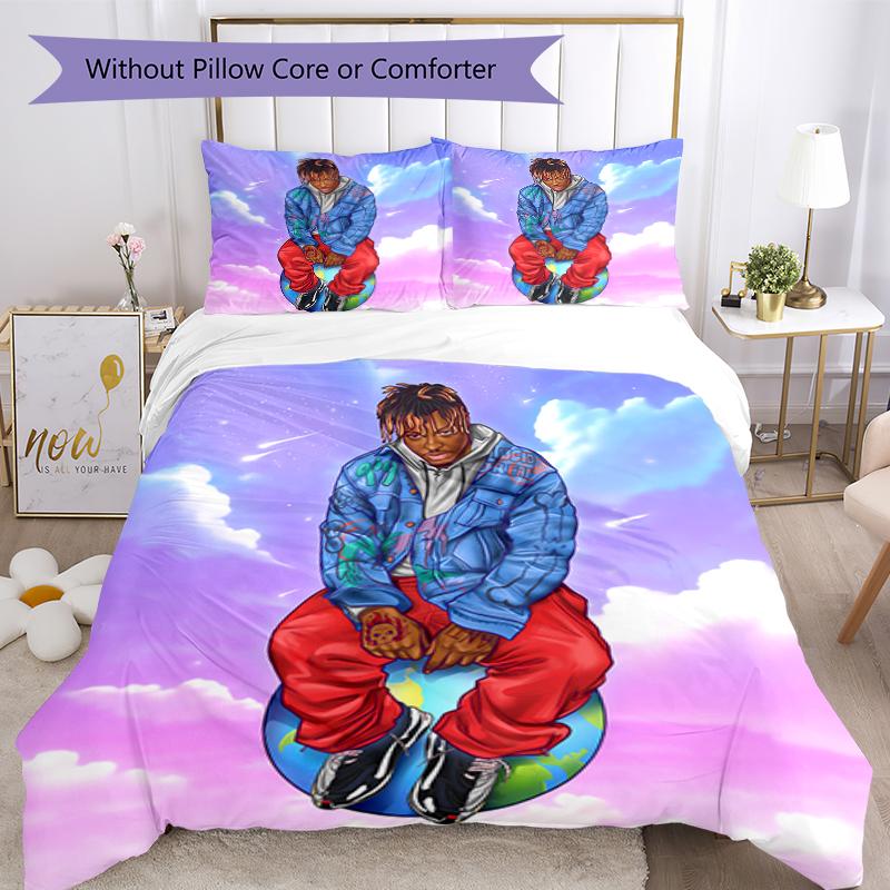 3pcs Juice WRLD1 Pattern Bedding Set Duvet Cover Set Includes Duvet Cover &pillowcases, Perfect All Season Bedroom Decoration & Gift