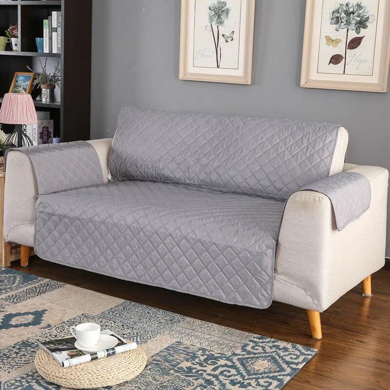 Good Waterproof Sofa Cover Solid Color Gray Pets Dogs Sofa Towel Furniture Protector Cover Anti-slip Couch Cover