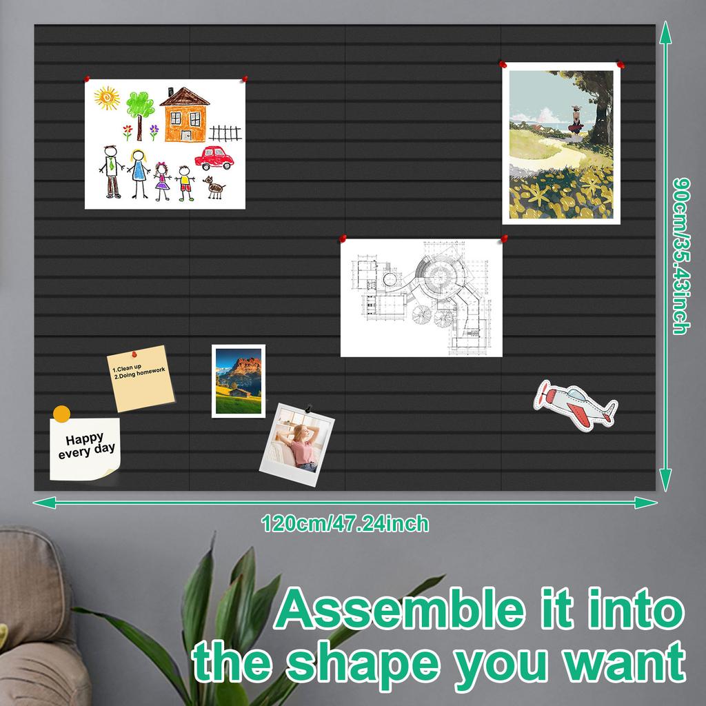 12Pcs Felt Wall Stickers School Works Display Bulletin Board Photo Wall Backdrop Message Soft Wooden Board for Home and Office